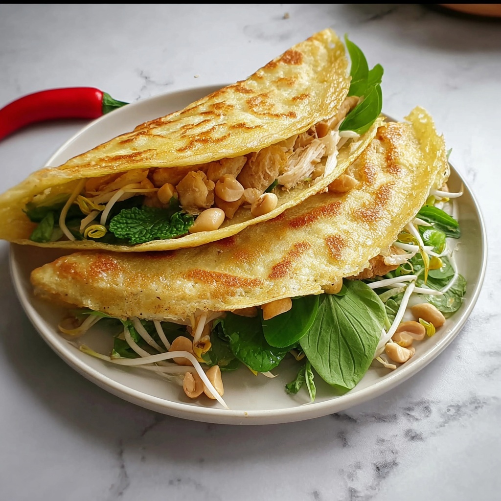 Homemade Vietnamese Pancakes with Shrimp and Mung Bean Sprouts Recipe - Recipe Image