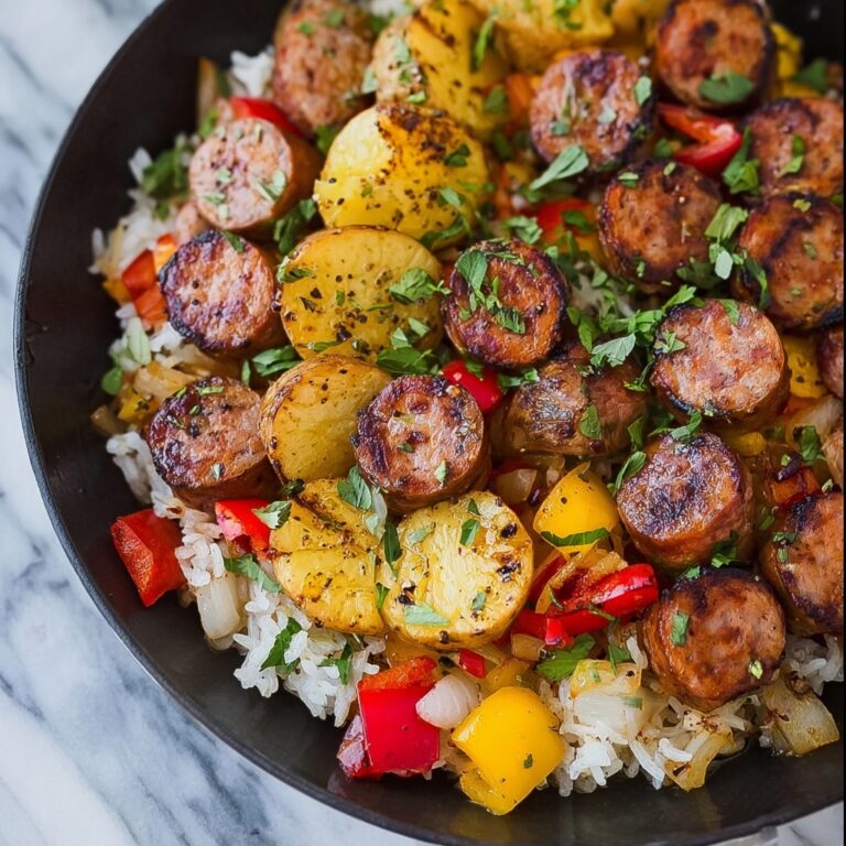 Summer Sausage Skillet with Andouille and Fresh Herb Crema Recipe