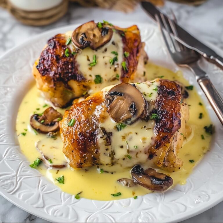 Cheesy Garlic Butter Mushroom Stuffed Chicken Recipe