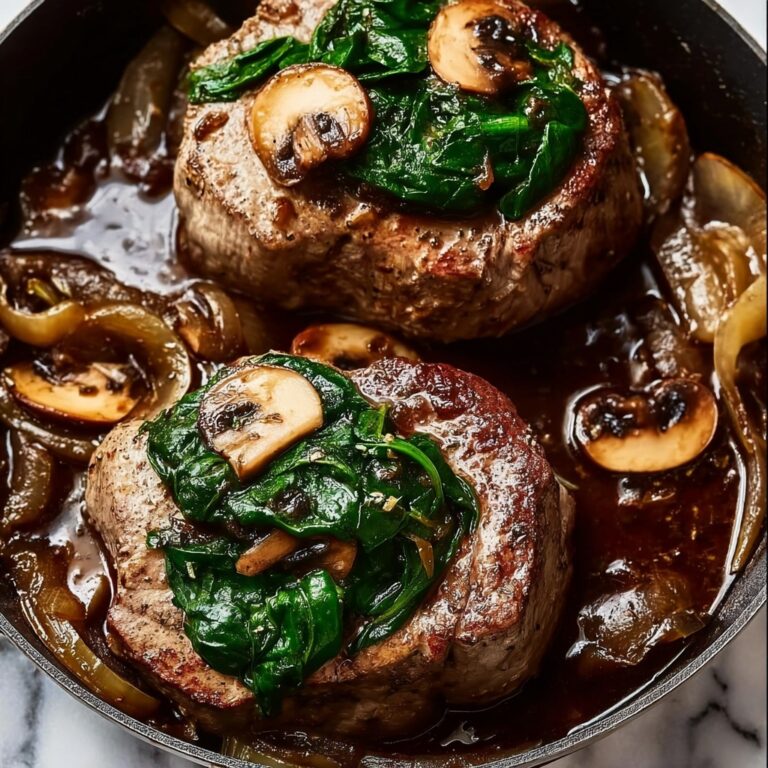 Goat Cheese & Spinach Stuffed Chicken Breast with Caramelized Onions and Mushrooms Recipe