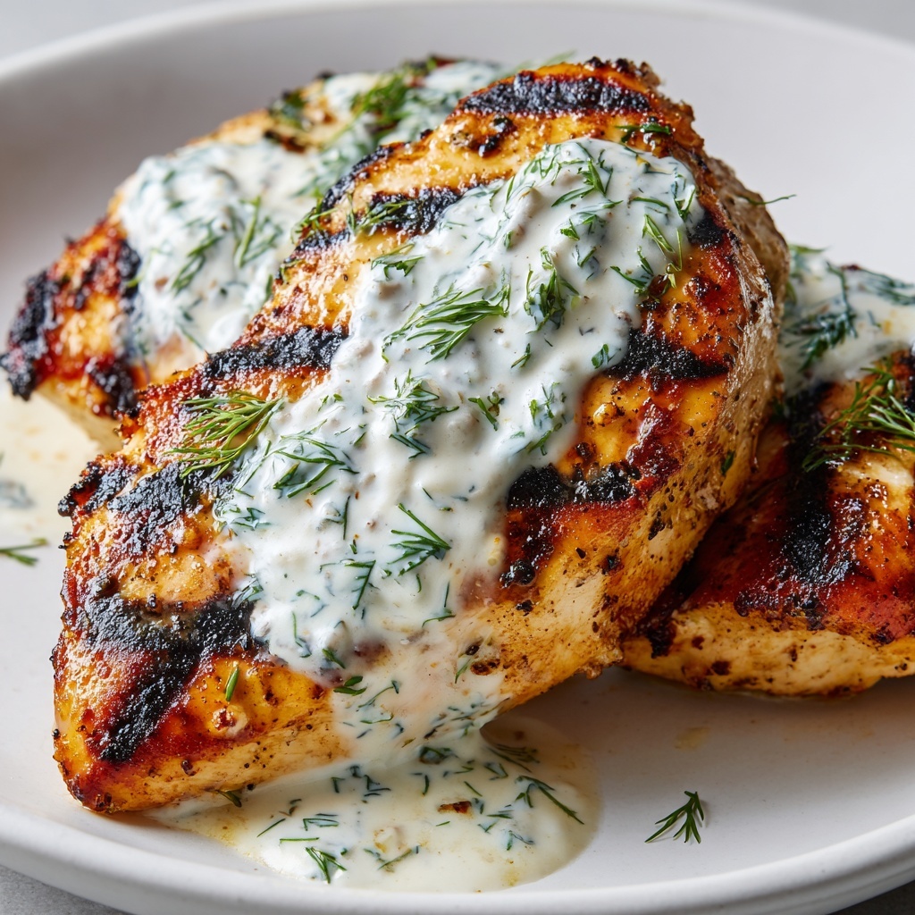 Grilled Chicken Breast with Creamy Dill Sauce Recipe - Recipe Image