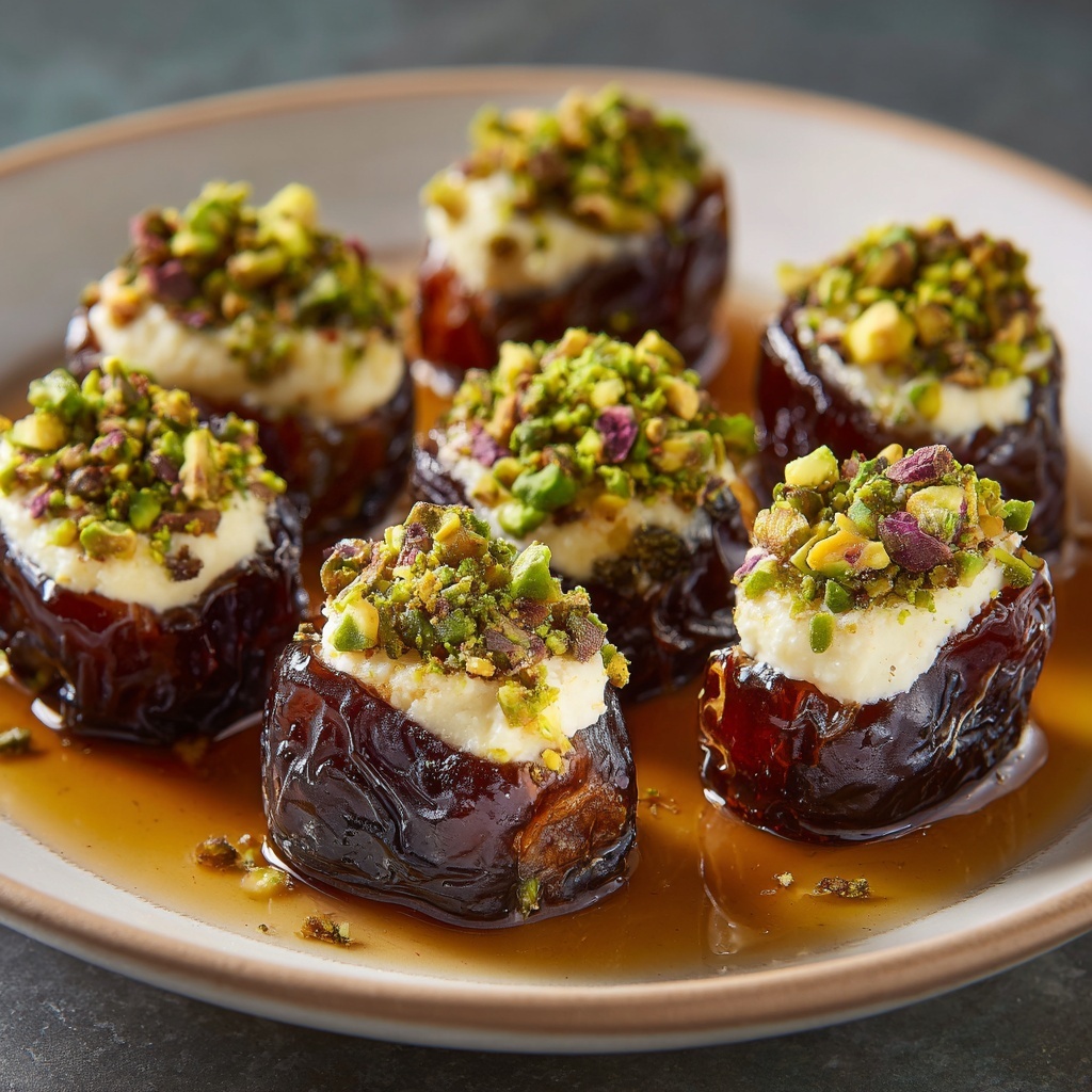 Honey Pistachio Ricotta Stuffed Dates Recipe - Recipe Image