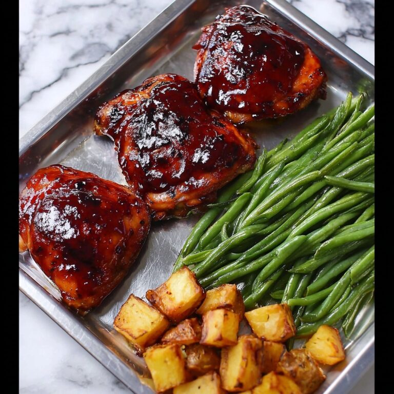 Sheet Pan BBQ Chicken, Potatoes, and Green Beans Recipe